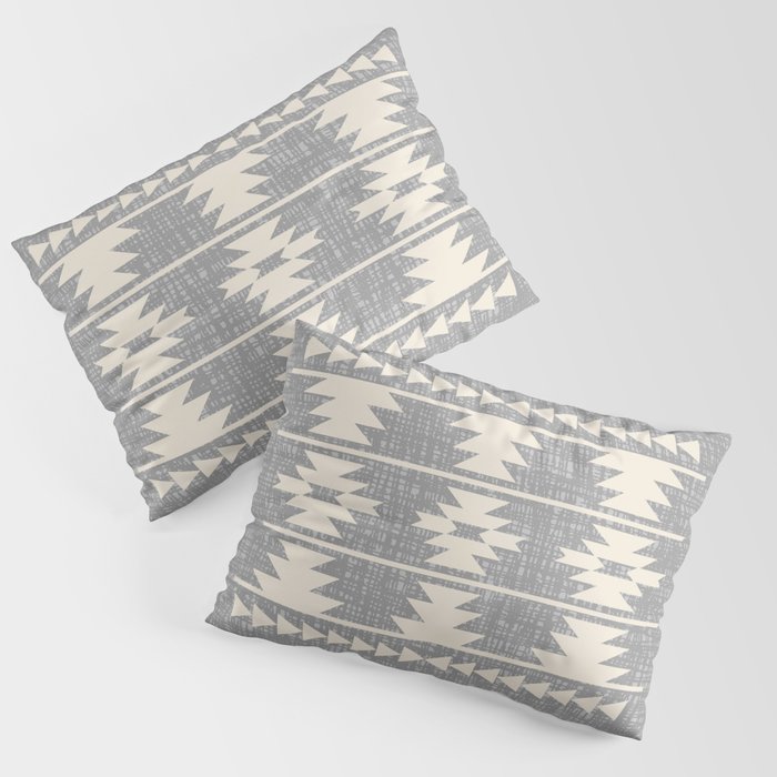 Southwestern Pattern 131 Gray and Beige Pillow Sham