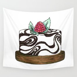 Black and White Raspberry Cheesecake Wall Tapestry