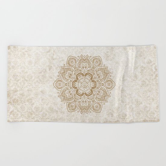 Mandala Temptation in Cream Beach Towel