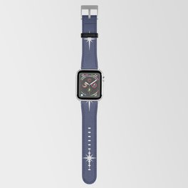 Large Christmas Faux Silver Foil Star in Midnight Blue Apple Watch Band