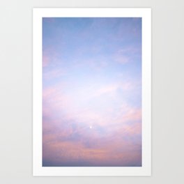 Sunset and the Moon Peeking Through the Clouds | Landscape Photography Art Print
