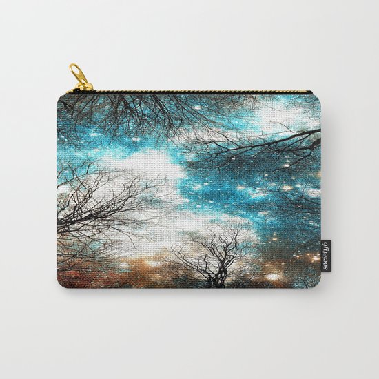 Black Trees Turquoise Brown Space Carry-All Pouch