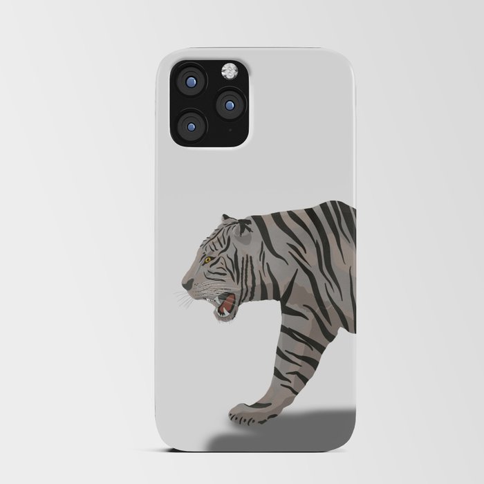 digital painting of a white tiger walking and roaring iPhone Card Case