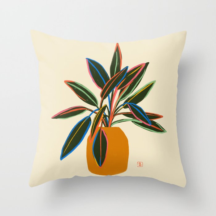 PLANT WITH COLOURFUL LEAVES  Throw Pillow