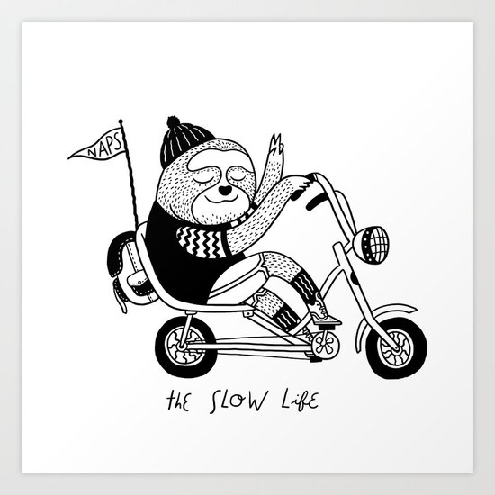 Sloth riding a bike Art Print by alejogiraldo | Society6