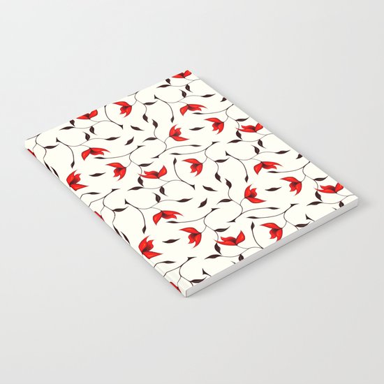 Strange Red Flowers Pattern Notebook