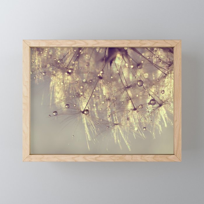 Dandelion Gold Flower - Elegant Floral Framed Mini Art Print