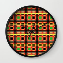 Jamaican  Reggae Plaid Wall Clock | Green, Checks, Plaid, Red, African, Graphicdesign, Decor, Orange, Checkered, Geometric 