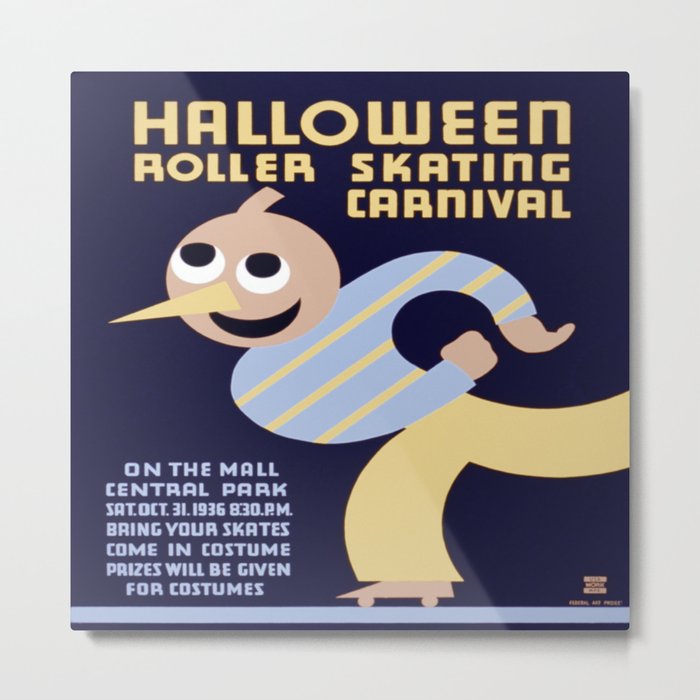 Vintage poster - Halloween Roller Skating Carnival Metal Print