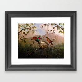 Martin Johnson Heade - Two Hummingbirds at a Nest - Hummingbird Framed Art Print