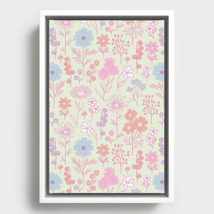 Pastel Floral Aesthetic Framed Canvas
