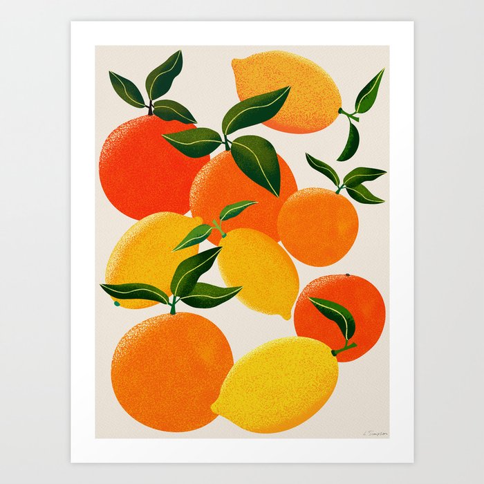 Oranges And Lemons Art Print By Leannesimpsonart Society6