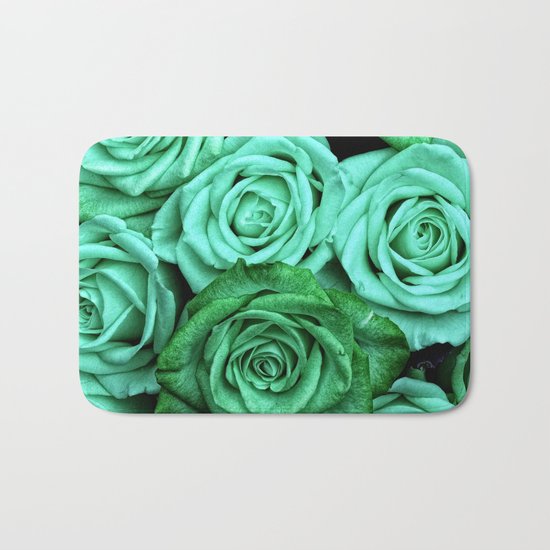 Sea Green Roses Bath Mat