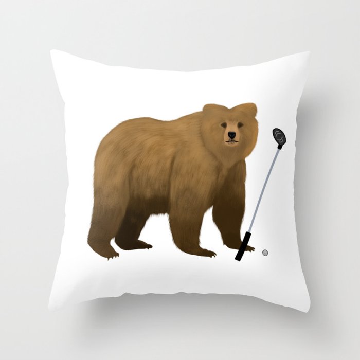Bear Golf Throw Pillow