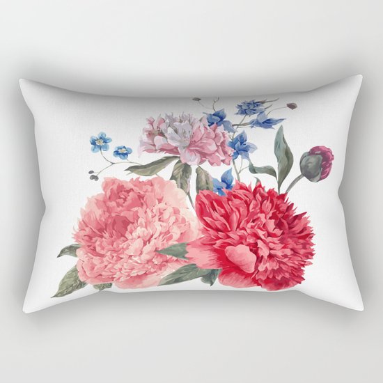Beautiful PINK, ROSE AND BLUE - Jersey Beauty Flower Rectangular Pillow