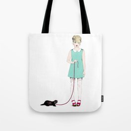 The girl with the ferret Tote Bag