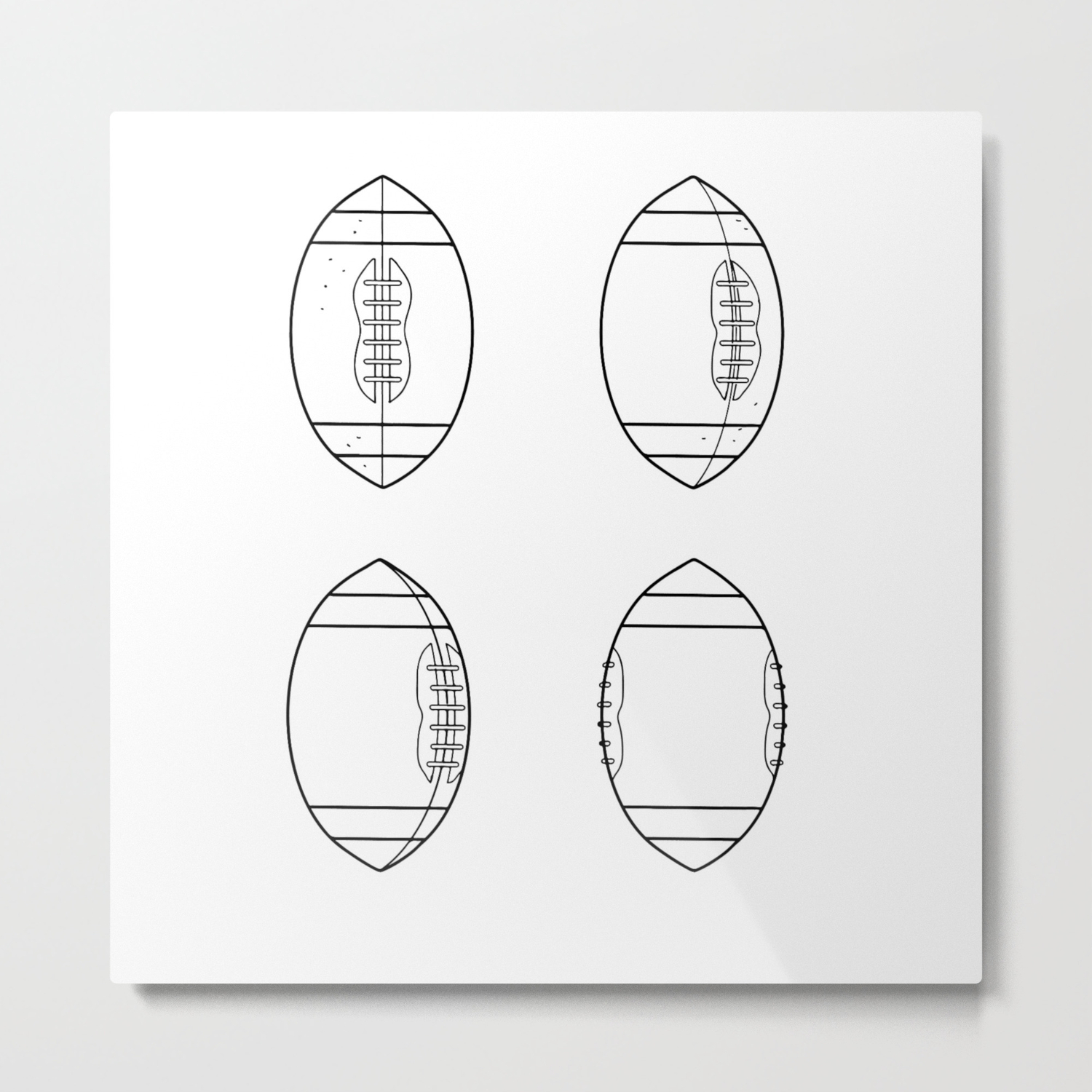 American Football Ball Spinning Sequence Drawing Metal Print By