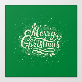 Merry Christmas 01 - Green Background Canvas Print