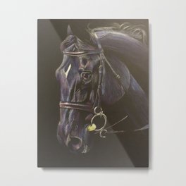 Black Horse Portrait Metal Print