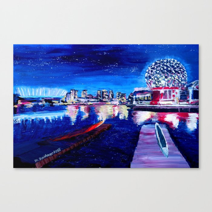 Vancouver skyline at starry night Canvas Print