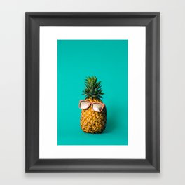 pineapple with sunglasses Framed Art Print