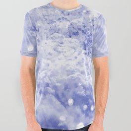 Sky blue white glitter abstract watercolor clouds All Over Graphic Tee