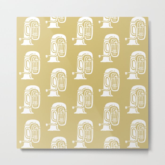 Tuba Pattern Gold Metal Print