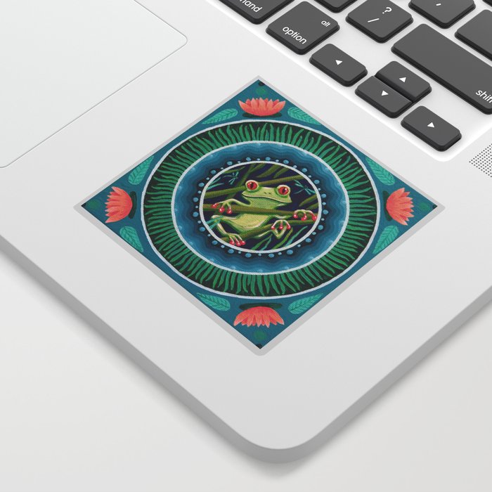 Green Tree Frog Mandala Sticker