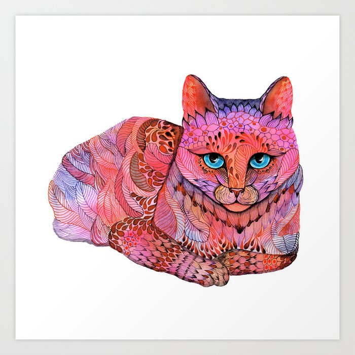 SUNSET CAT Art Print