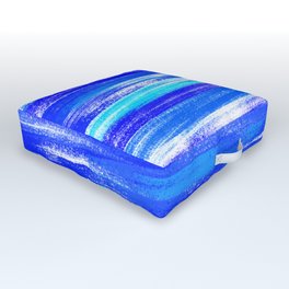 Blue and White Pastel Stripe Pattern Modern Abstract Outdoor Floor Cushion