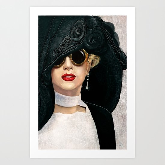 Lady in black & white Art Print