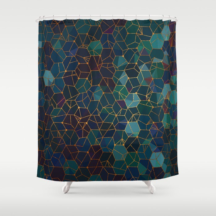 Organic Chemistry - Blue and Copper Shower Curtain