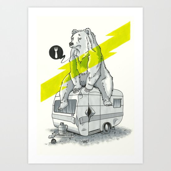 Camping Bear Art Print