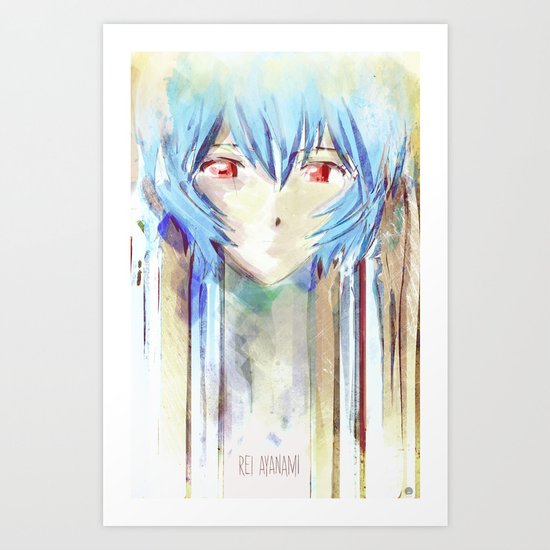 Rei Ayanami from Evangelion Digital Mixed Media Art Print