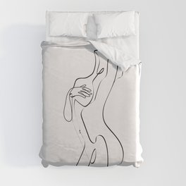 Sensual Woman Single Line Art Duvet Cover