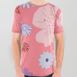Flower Pattern Design All Over Graphic Tee