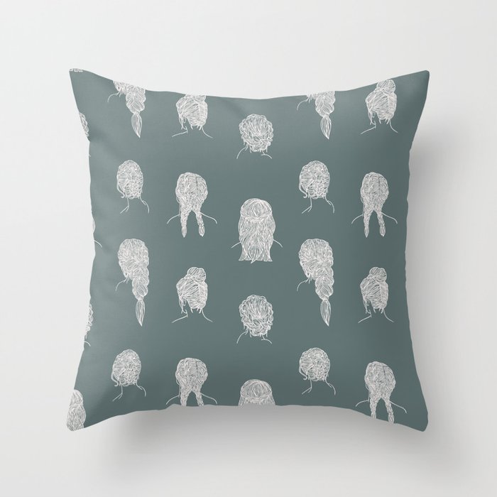 Braided Hairstyles - Dusty Teal Throw Pillow