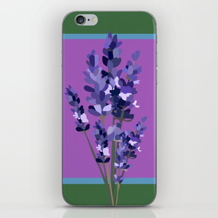 Floral Lavender Bouquet Design Pattern on Purple and Green iPhone Skin