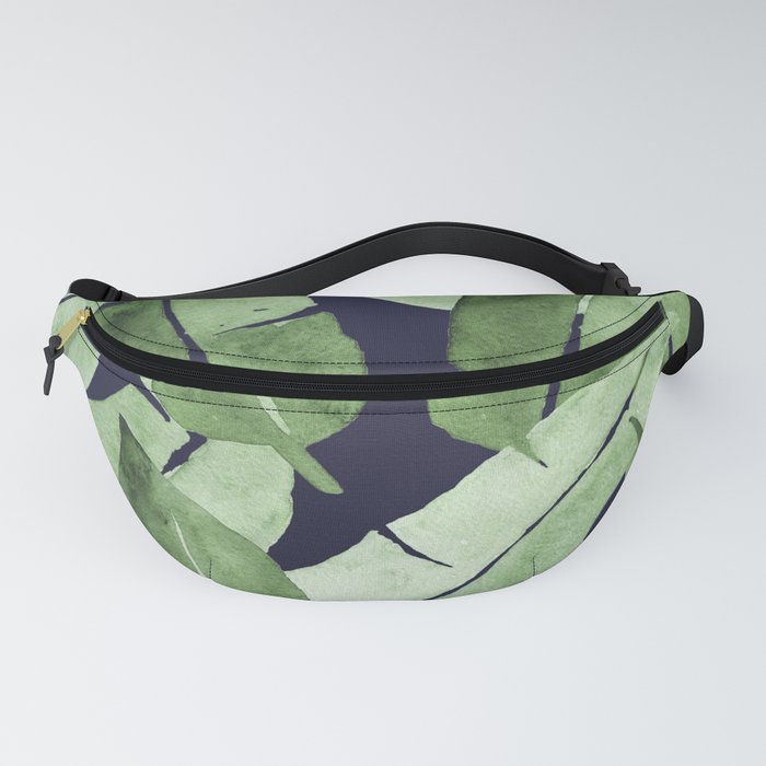 Tropical Leaves 2 Blue Fanny Pack