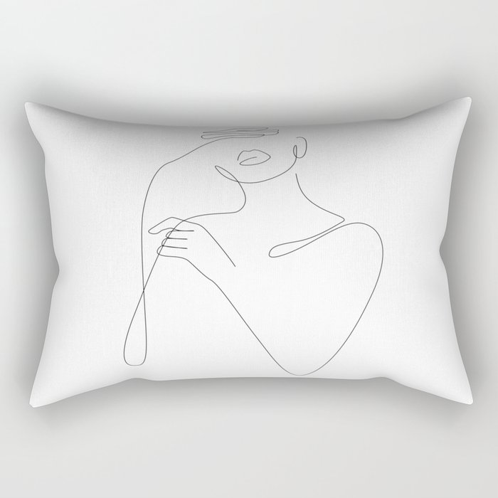 Beauty Contour / Woman with hands on face Rectangular Pillow