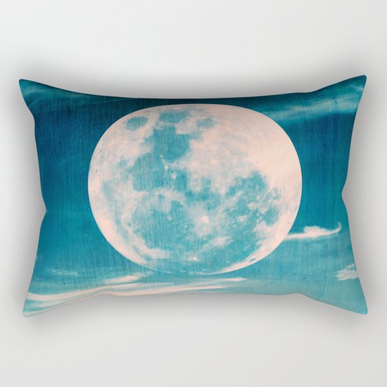 Full moon - Blue Rectangular Pillow