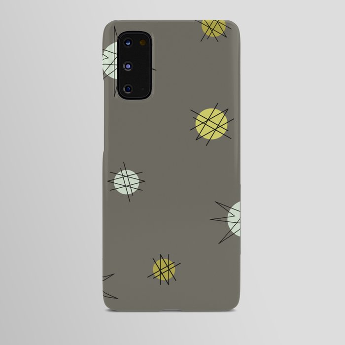 Atomic Age Starburst Planets Dark Gray Yellow  Android Case