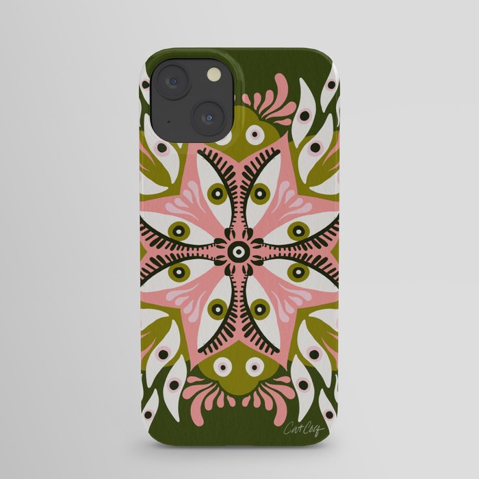 Trippy Mandala – Sage & Pink iPhone Case