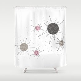 Atomic Stars Pink Shower Curtain