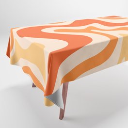 Tangerine Liquid Swirl Retro Abstract Pattern Tablecloth