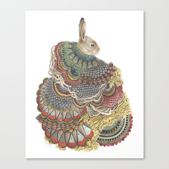 Quilted Forest: The Rabbit Canvas Print