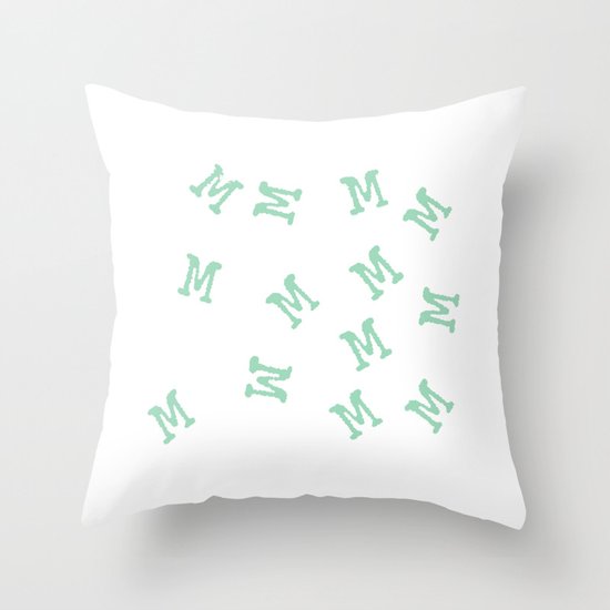 M is for Mint Throw Pillow