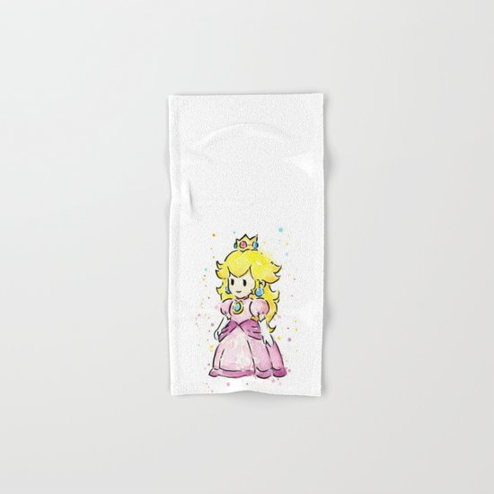 Princess Peach Mario Watercolor Game Art Hand & Bath Towel