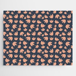 Floral Bulb - 01 - Rose Tan on Naval Blue Jigsaw Puzzle