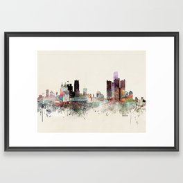 detroit michigan skyline Framed Art Print